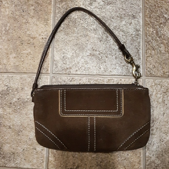 Coach Brown Suede Wristlet. - Picture 1 of 8